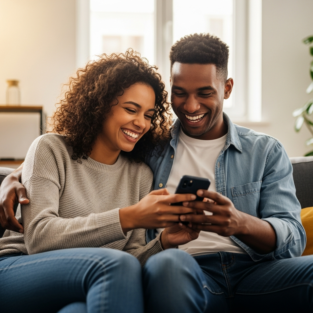 Young couple reviewing finances together
